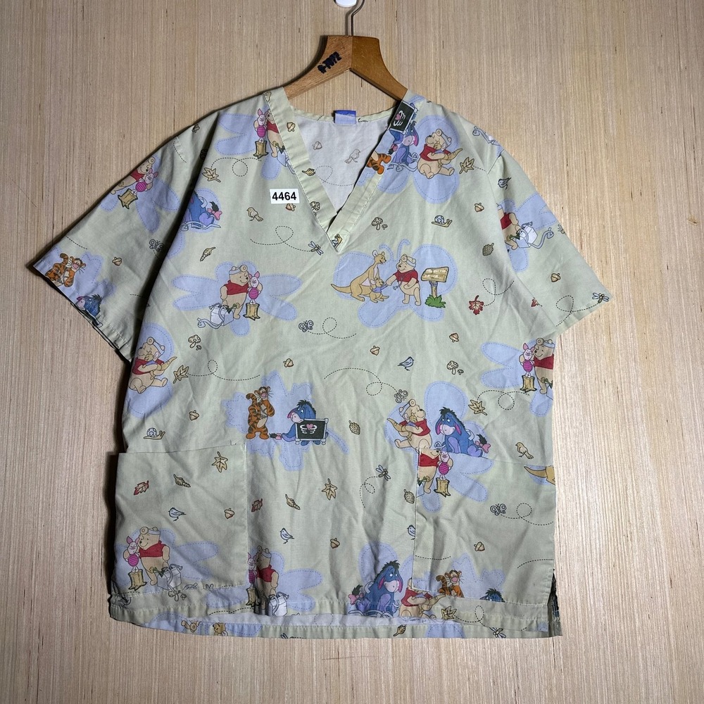 Vintage Winnie The Pooh Scrubs Womens Extra Large Multicolor Short Sleeve 90s